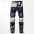 Ground Jeans Casual Mid Waist Straight Pants Men's Ripped Jeans